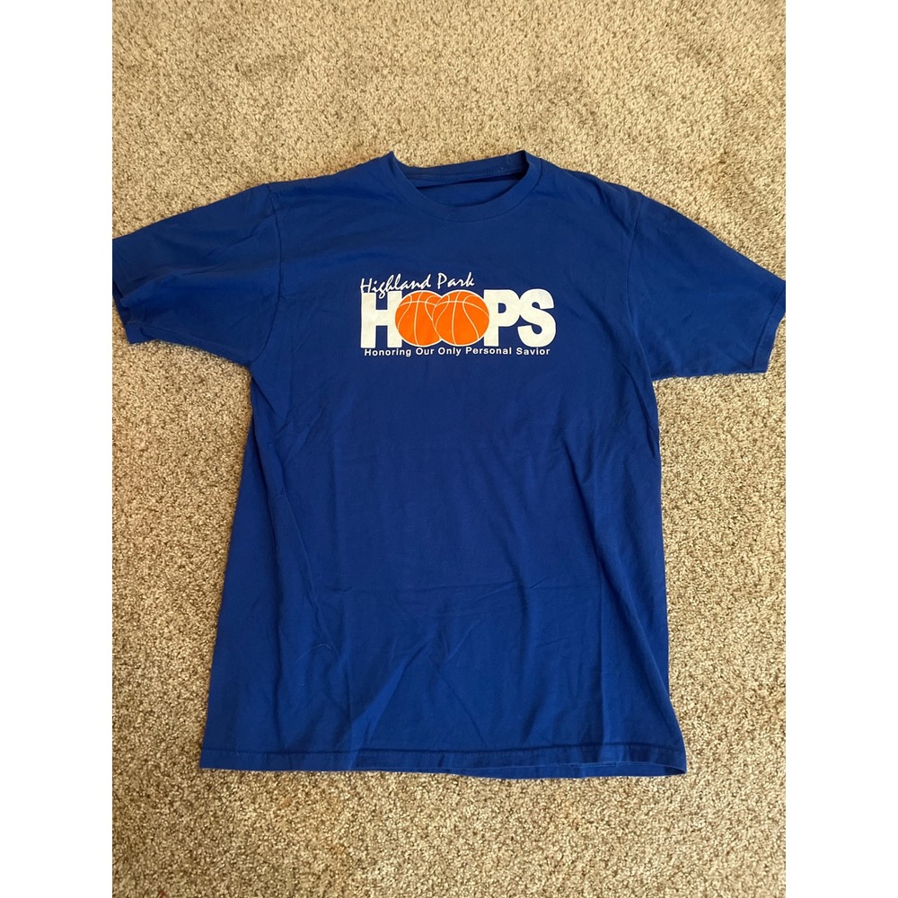 Mens Jesus T-Shirt Small Blue Hoops Basketball In His Name We Play Graphic Funny